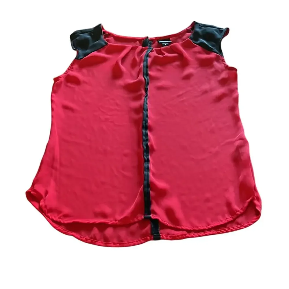 Worthington Red & Black Sleeveless Blouse Woman Medium Office Dressy